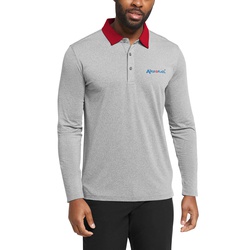 Men's Long Sleeve Polo Shirts with Red Collar