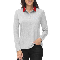 Red Collar Ladies Long Sleeve Polo Shirts
