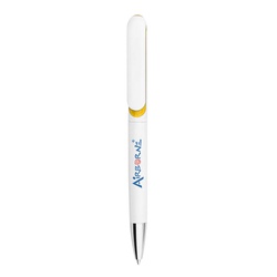 Solid White Barrel Coloured Clip Plastic Pens