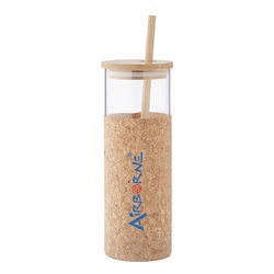 450ml Glass Tumbler with Bamboo Lid and Straw