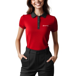 Red Black Customised Ladies Polo Shirts