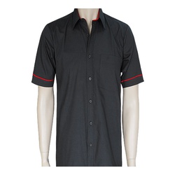Mens Black Red Tetra Cotton Short Sleeve Shirts