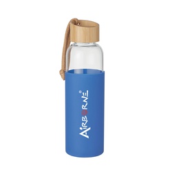 Glass Bottle with Silicone Pouch and Bamboo Lid