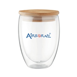 350ml Double Wall Glass with Bamboo Lid